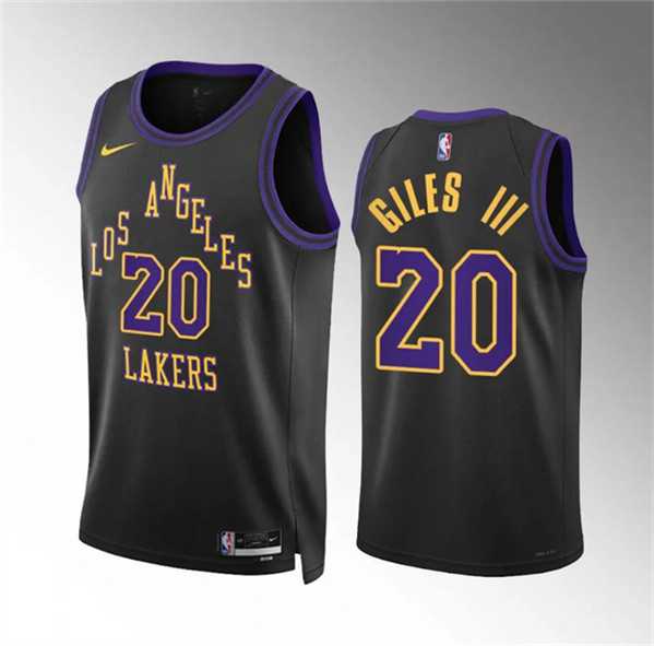 Mens Los Angeles Lakers #20 Harry Giles Iii Black 2023-24 City Edition Stitched Basketball Jersey Dzhi->los angeles lakers->NBA Jersey
